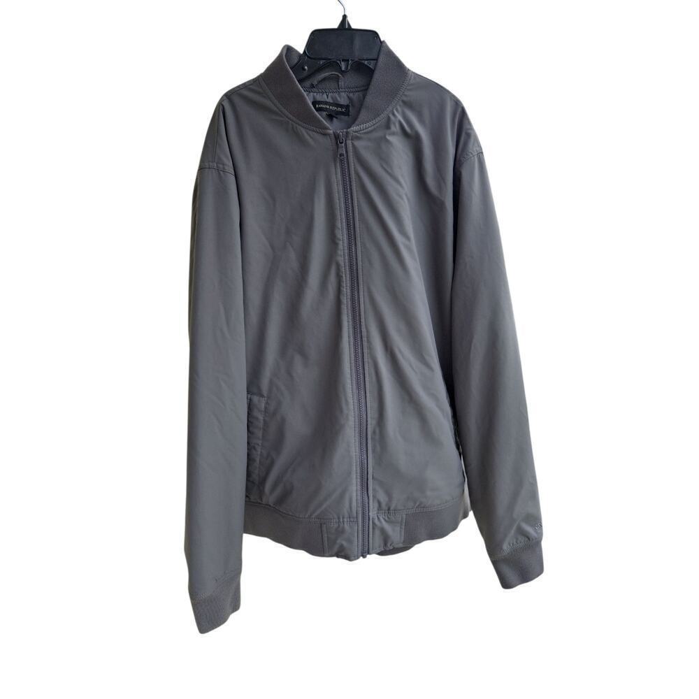 Banana Republic Gray Bomber Jacket Mens Sz XL Full Zip Nylon Casual Streetwaer